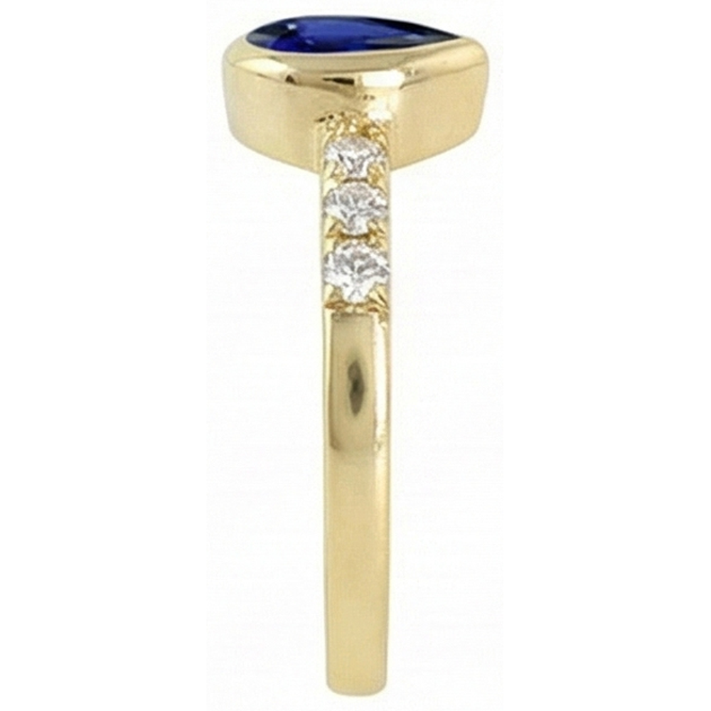 Anniversary Ring Bezel Set Pear Blue Sapphire 2 Carats With Accents