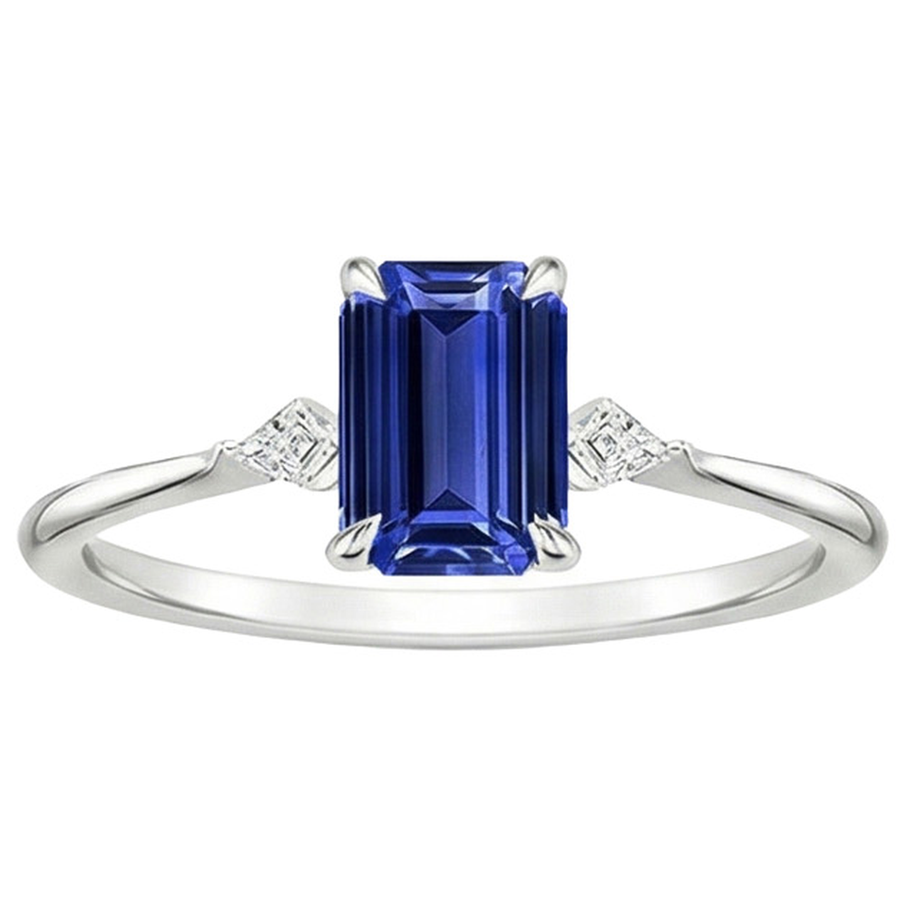 natural emerald sapphire 3.25ct ring top view