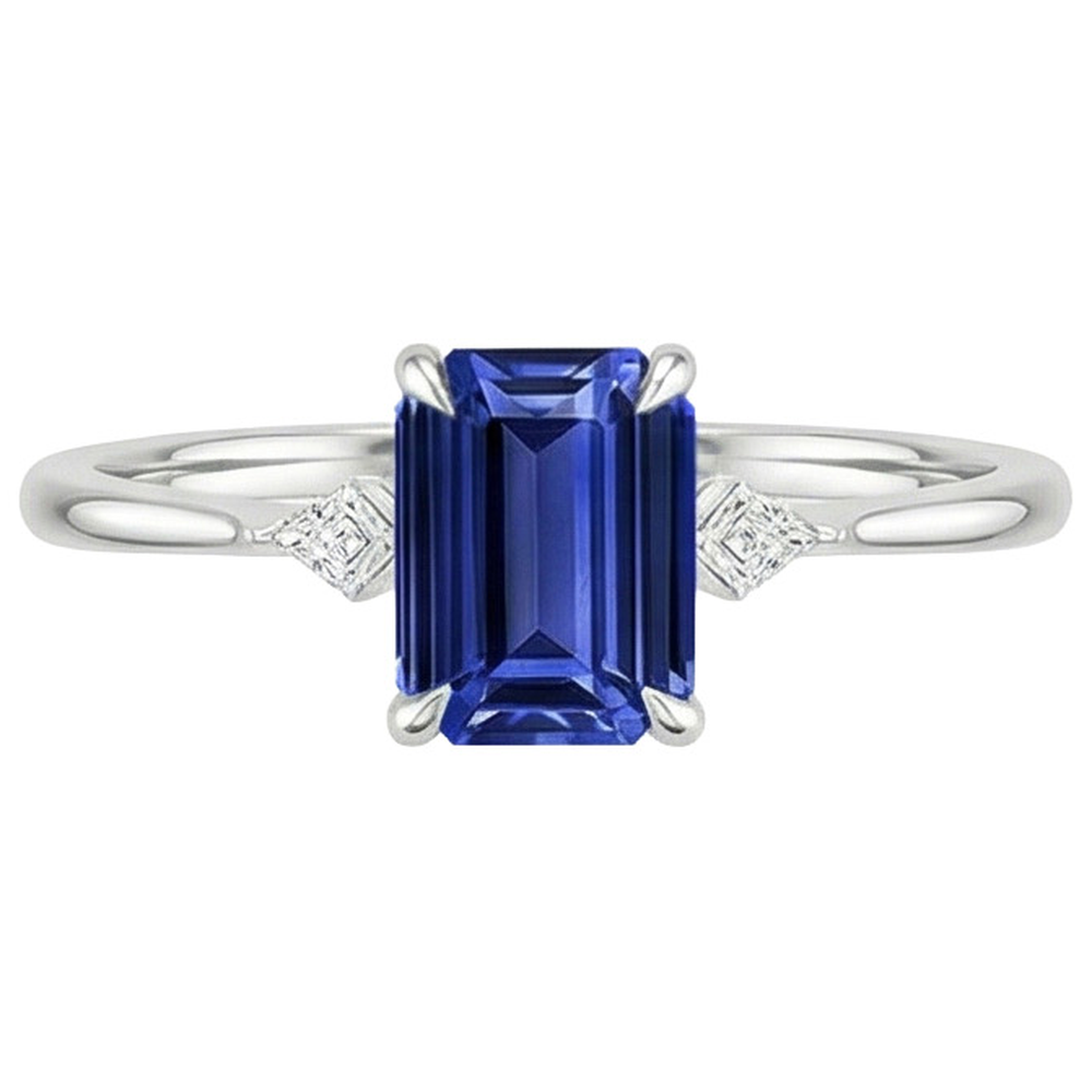 natural emerald sapphire 3.25ct ring profile view