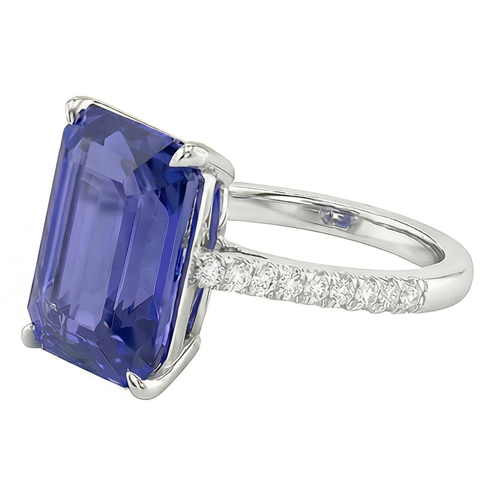 Anniversary Ring Emerald Sapphire & Natural Earth Mined Diamond ( Not Lab Grown ) 4 Carats Tapered Shank
