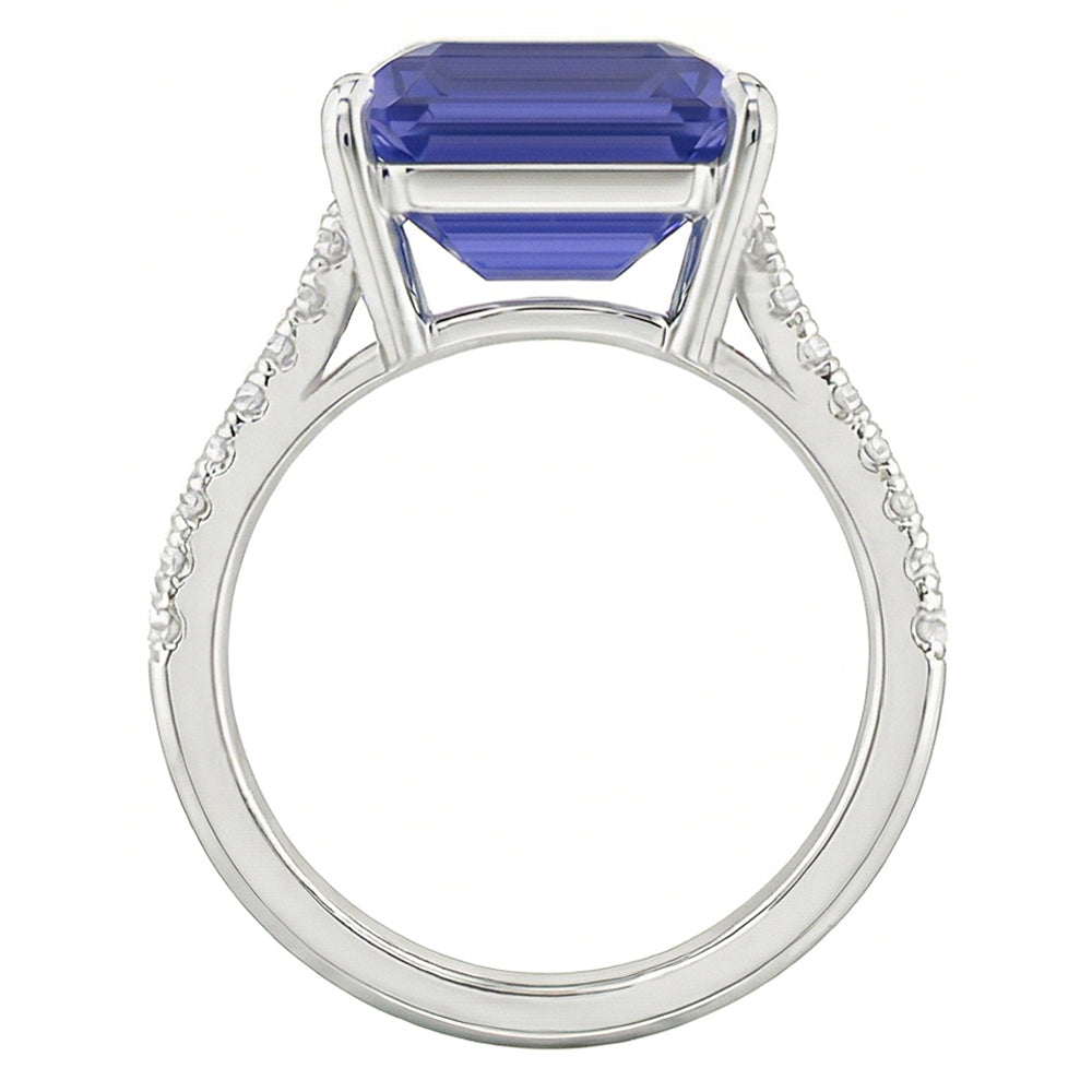 Anniversary Ring Emerald Sapphire & Natural Earth Mined Diamond ( Not Lab Grown ) 4 Carats Tapered Shank