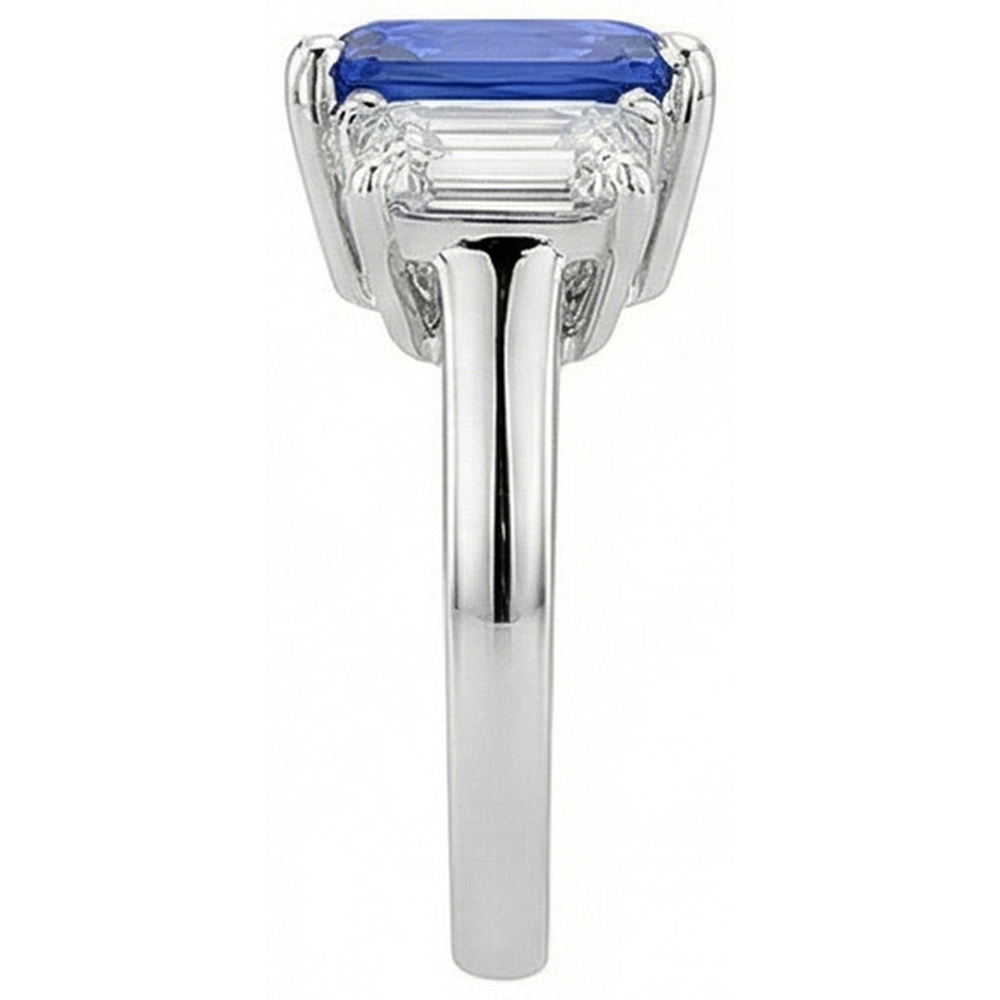 Anniversary Sapphire Ring 5 Carats 3 Stone Emerald Natural Earth Mined Diamond ( Not Lab Grown )s Jewelry