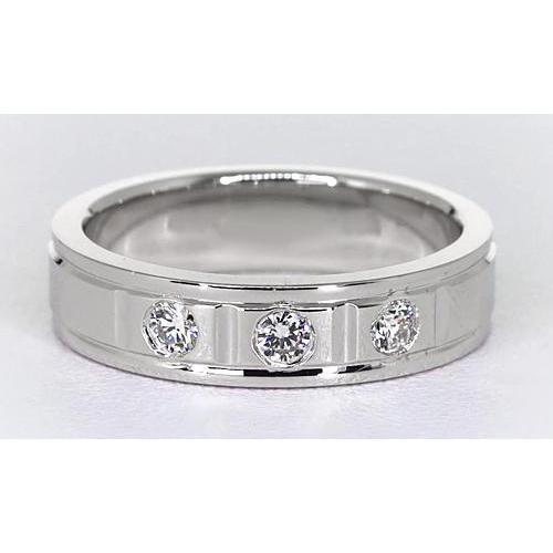 Anniversary Band 0.75 Carats Round Real Diamond White Gold 14K