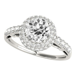Anniversary Halo Ring Old Cut Real Round Natural Earth Mined Diamonds 5 Carats Gold Jewelry