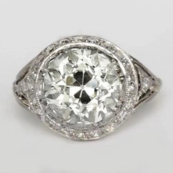 Anniversary Halo Ring Round Old Mine Cut Real Natural Earth Mined Diamonds 4.25 Carats