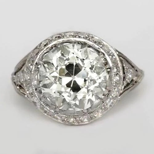 Anniversary Halo Ring Round Old Mine Cut Real Diamonds 4.25 Carats