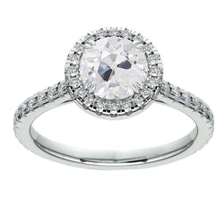 Anniversary Halo Ring Round Old Mine Cut Real Natural Earth Mined Diamonds 4.50 Carats