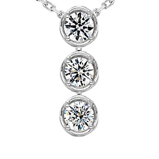 Anniversary Jewelry 3 Stone Round Real Diamond Pendant Necklace 2.25 Carats