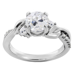 Anniversary Old Cut Round Natural Earth Mined Diamond Ring Twisted Leaf Style 4 Carats
