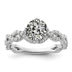 Anniversary Ring Old Mine Cut Natural Earth Mined Diamond Twisted Infinity Style 5 Carats