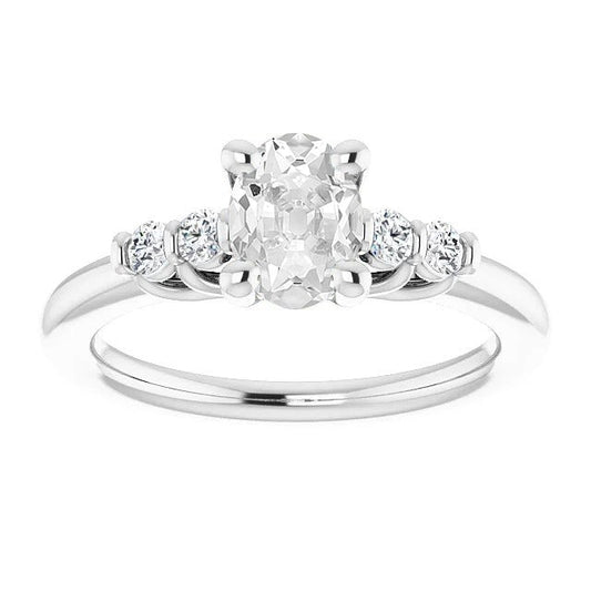 Anniversary Ring Oval Old Mine Cut Real Diamond Prong Set Jewelry 4 Carats