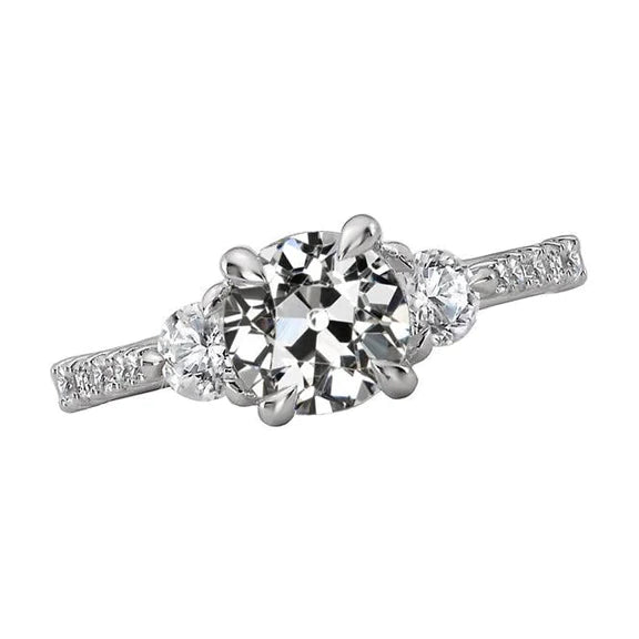 Anniversary Ring Round Old Mine Cut Natural Diamond 5 Carats Prong Set