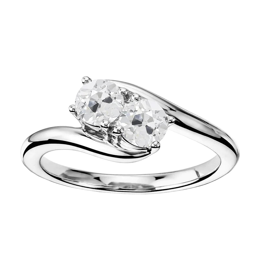 Anniversary Ring Round Old Mine Cut Real Diamonds Twisted Style 3.50 Carats