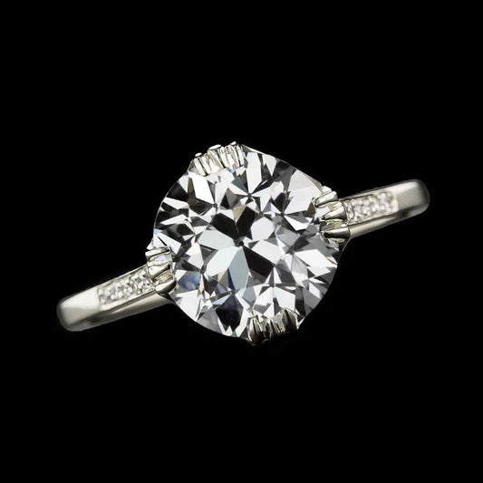 Anniversary Ring Round Old Miner Natural Diamond Triple Prong Set 4 Carats