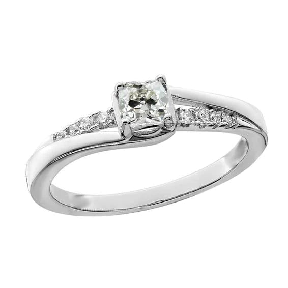 Anniversary Ring Round & Cushion Old Cut Genuine Diamond Prong Set 2.25 Carats