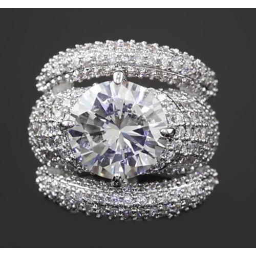 Anniversary Ring Set 9.50 Carats Round Natural Diamond Pave Setting