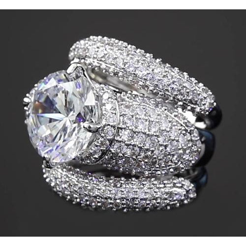 Anniversary Ring Set 9.50 Carats Round Natural Diamond Pave Setting