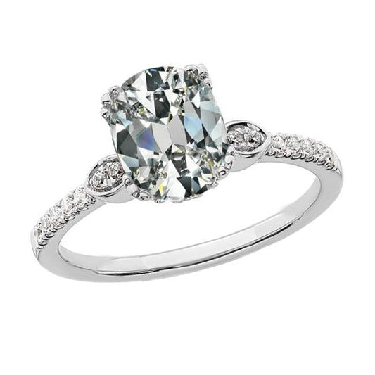 Anniversary Ring With Accents Oval Old Mine Cut Natural Diamond 4.50 Carats