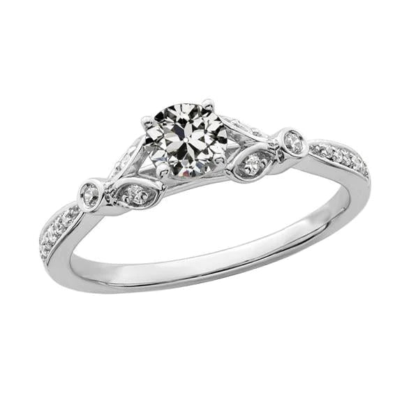 Anniversary Ring With Accents Round Old Mine Cut Real Diamond 2.25 Carats