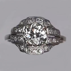 Anniversary Round Old Mine Cut  Natural Diamond Ring 2 Carats Antique Style