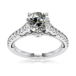 Anniversary Round Old Miner Real Diamond Ring White Gold 4.75 Carats