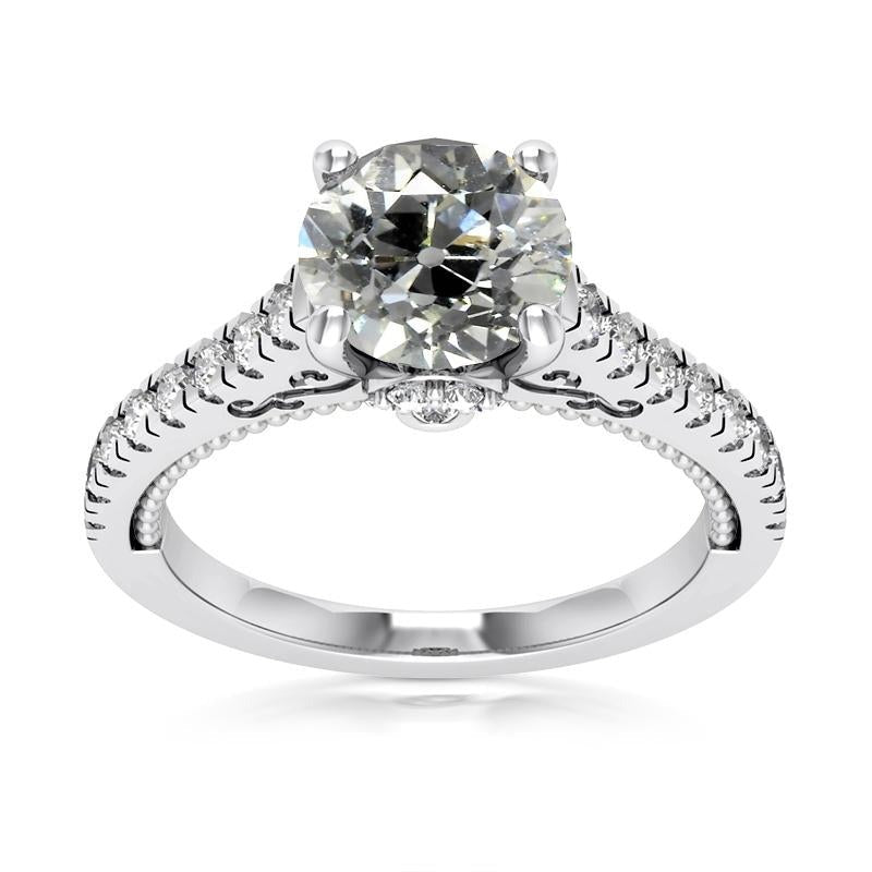 Anniversary Round Old Miner Real Diamond Ring White Gold 4.75 Carats