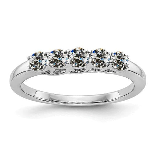 Anniversary Band Round Old Mine Cut Lab Grown Diamond White Gold 2.50 Carats