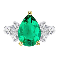 Brilliant Anniversary Band Colombian Emerald Gemstone Ring – 3