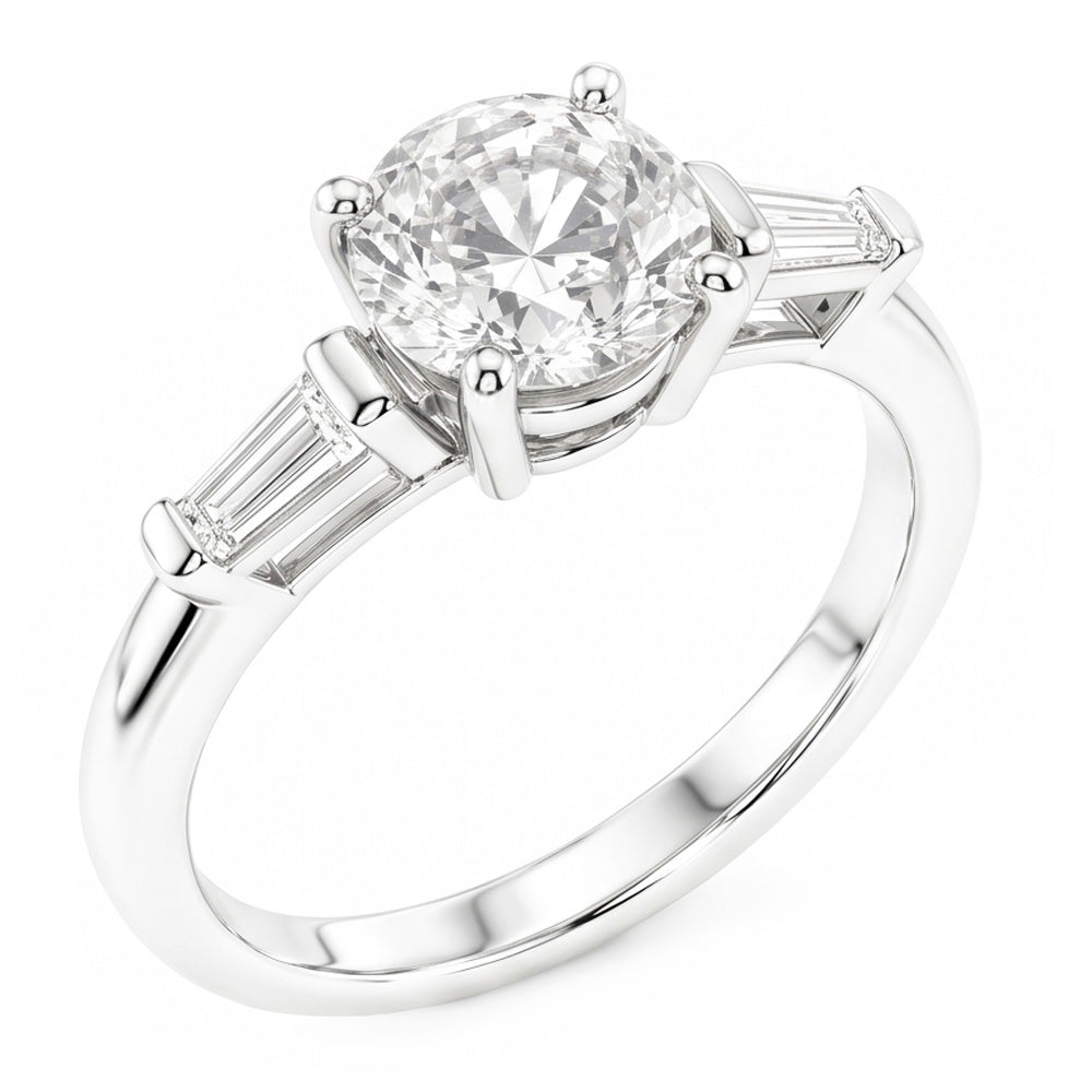 Antique European 3-Stone Ring – Fine Diamond 2.50 ct 14 Karat White