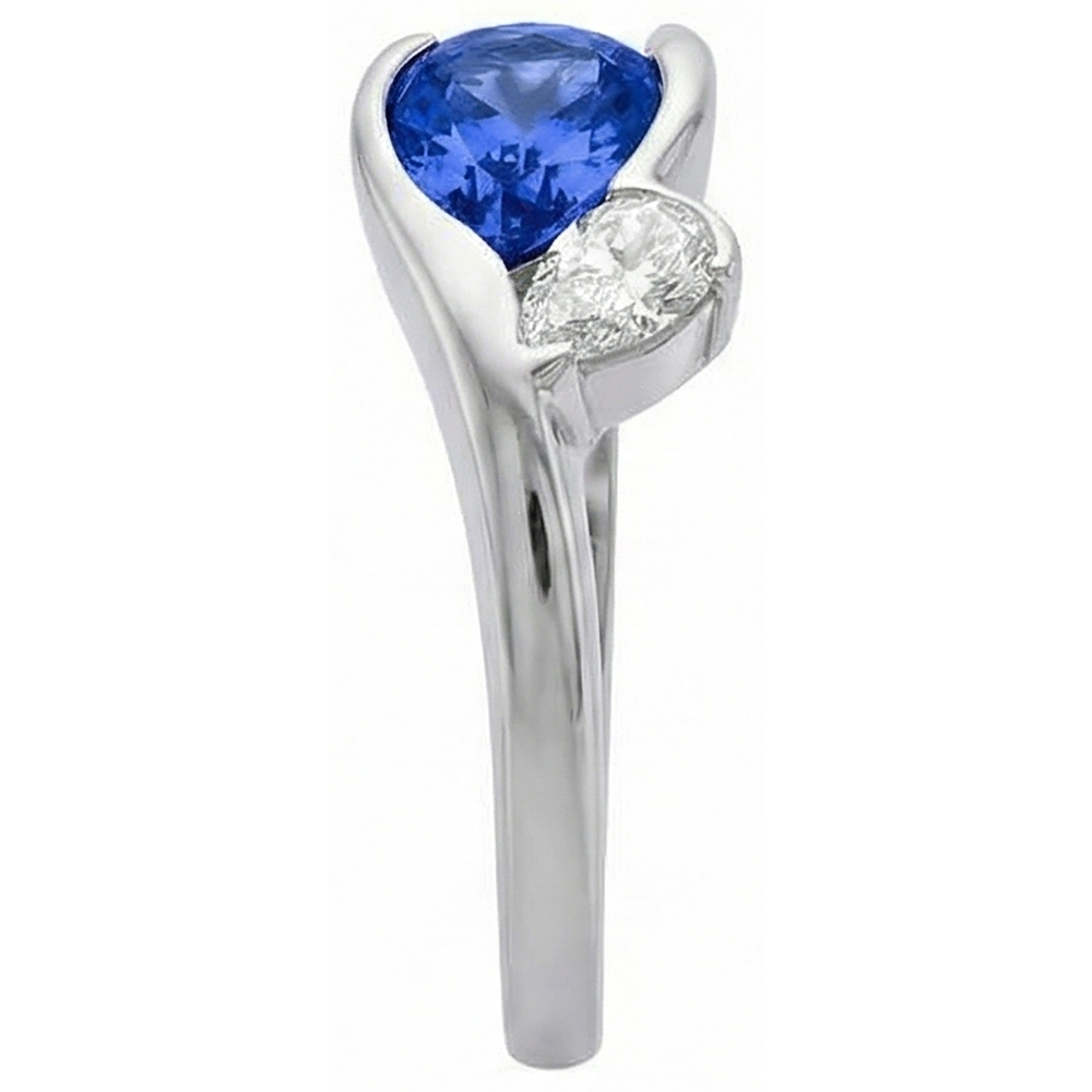 Antique Style 2.01 Carat Gold Ring Tanzanite Pear Natural Earth Mined Diamond ( Not Lab Grown )