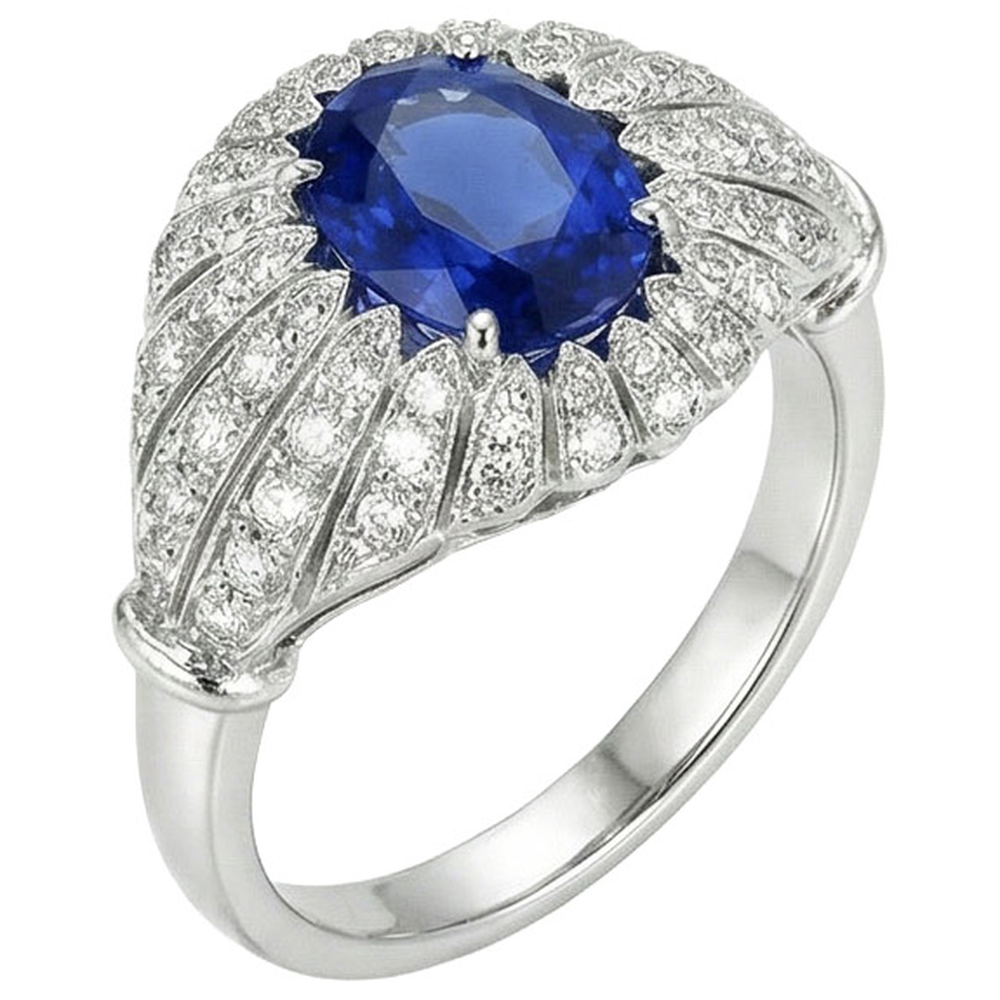 natural round sapphire 8.75ct ring side angle