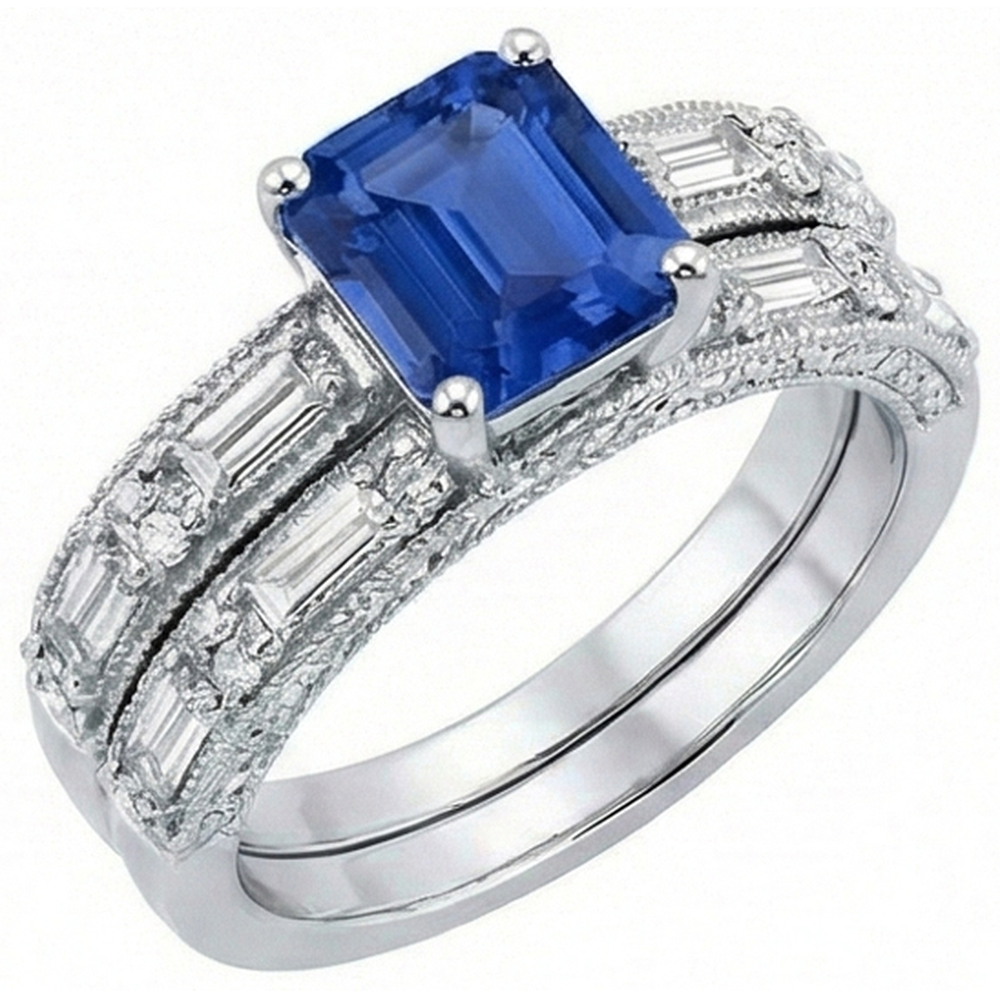 natural emerald sapphire 4.50ct ring front view
