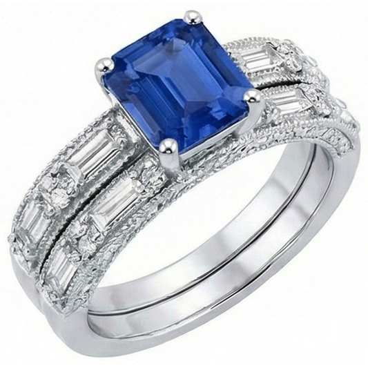 natural emerald sapphire 4.50ct ring front view
