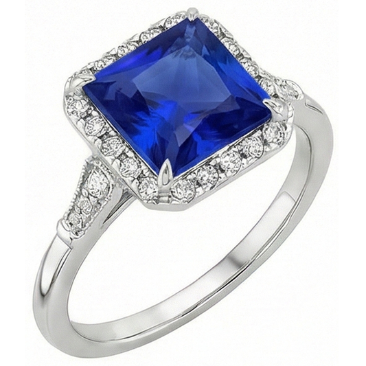 natural round sapphire 6ct ring side angle