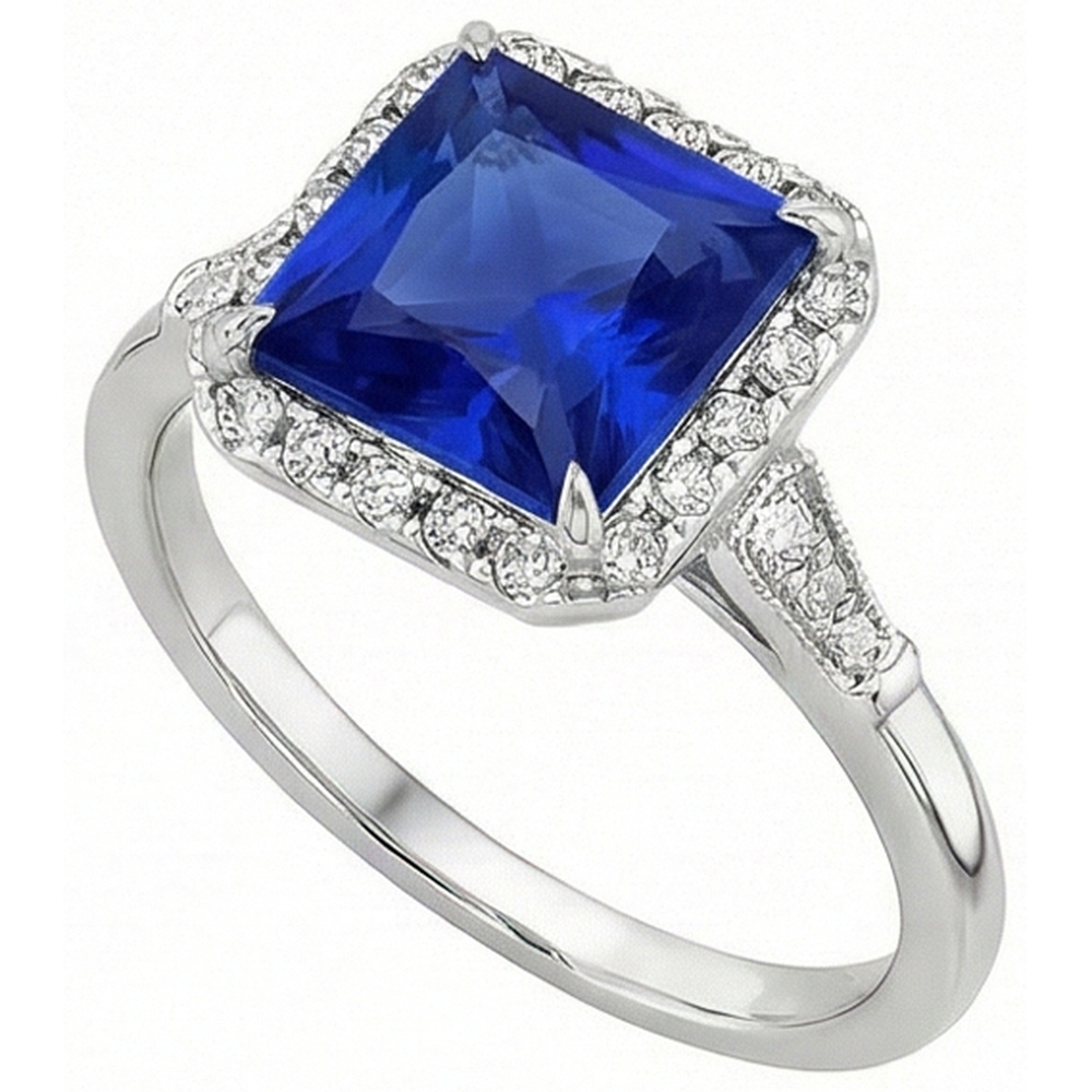 natural round sapphire 6ct ring close up detail