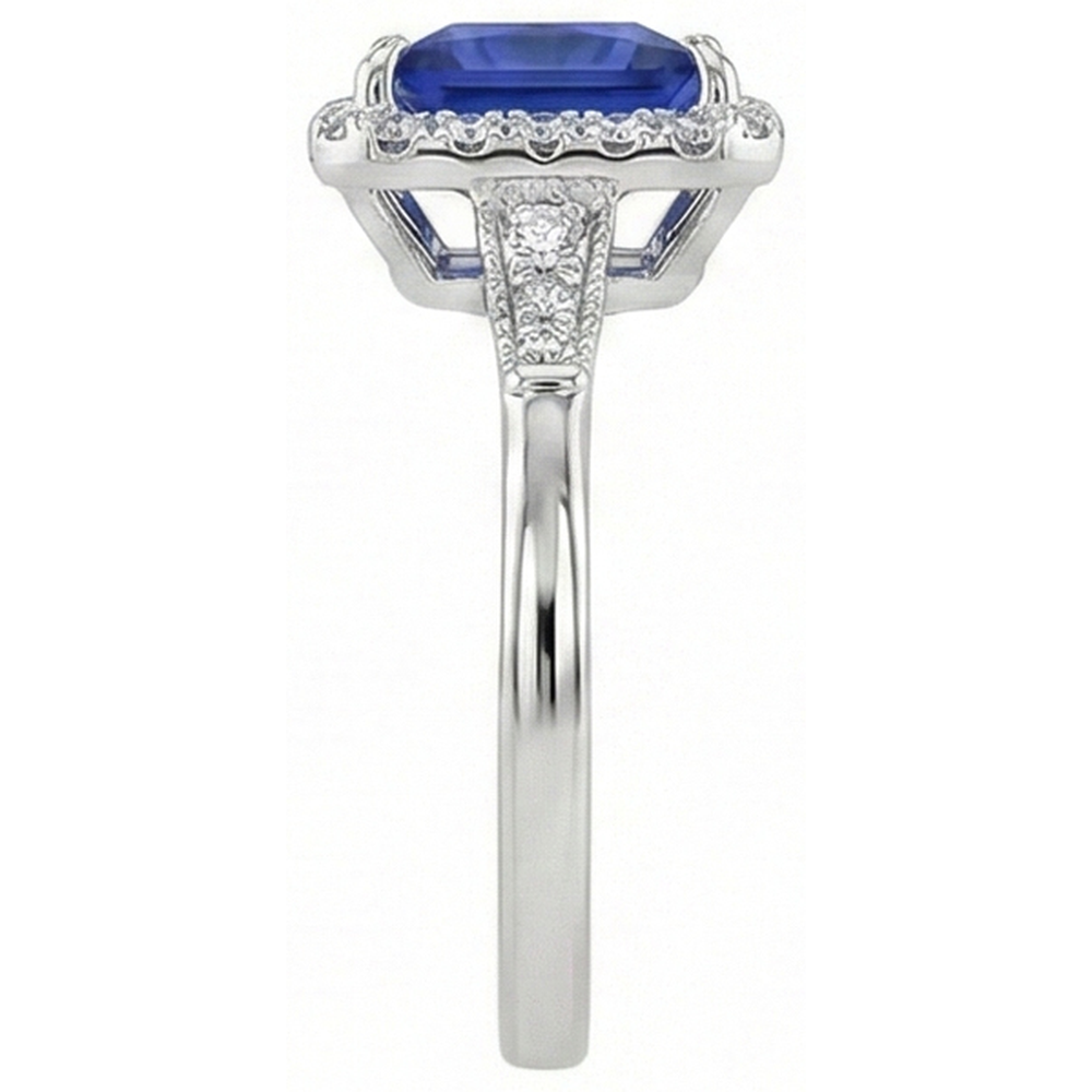 natural round sapphire 6ct ring profile view