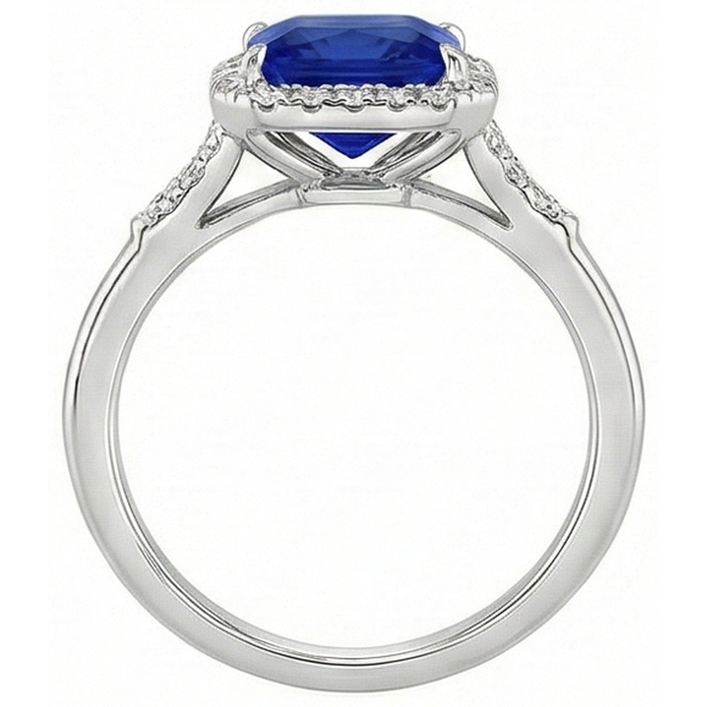natural round sapphire 6ct ring on white background