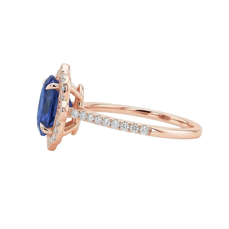 natural round sapphire 6.20ct ring top view