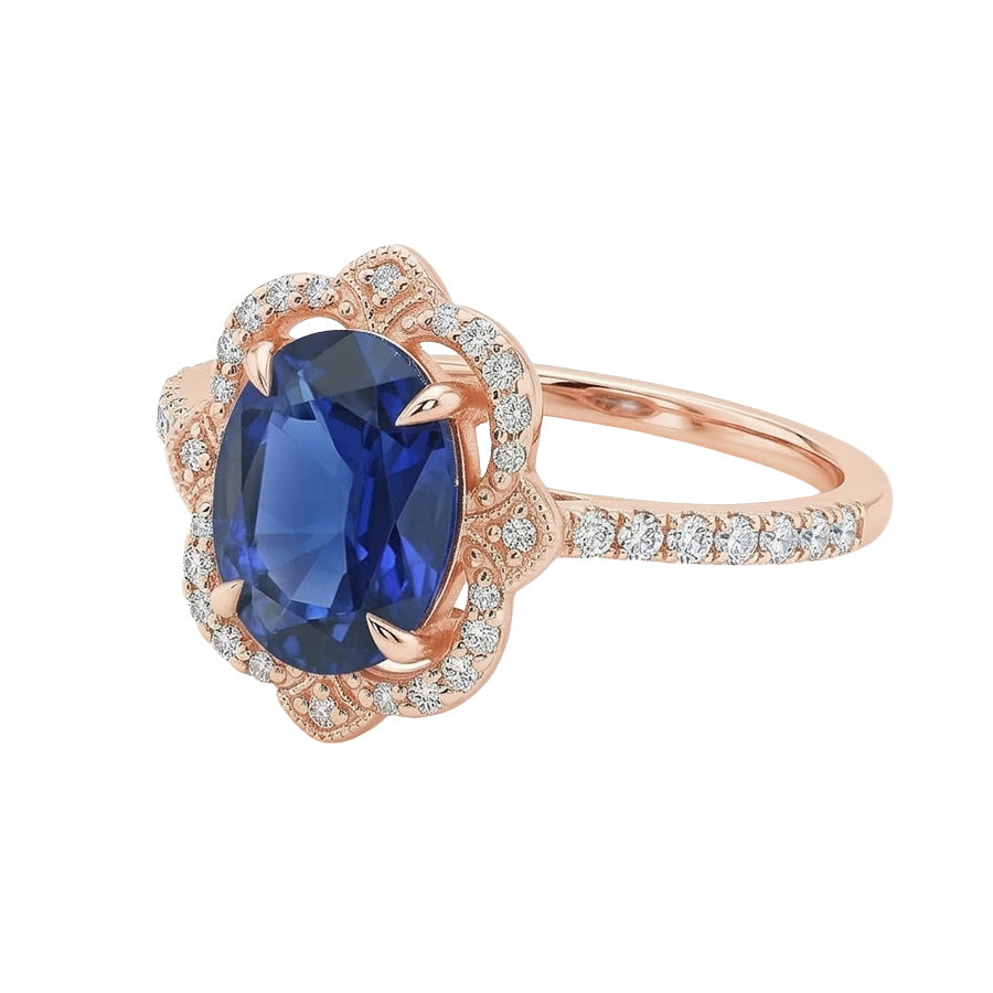 natural round sapphire 6.20ct ring side angle