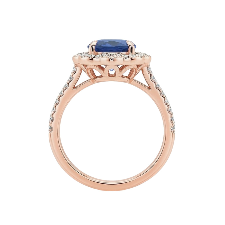 natural round sapphire 6.20ct ring profile view