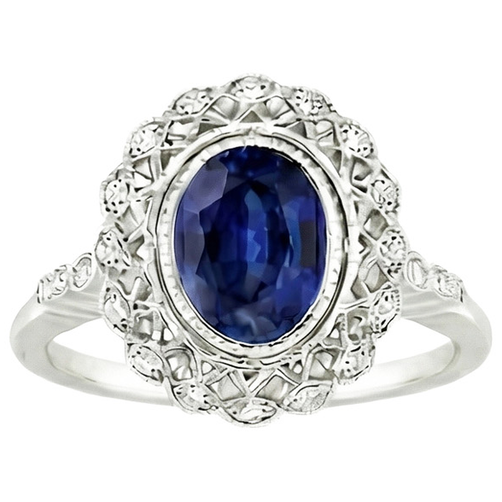 natural round sapphire 4ct watch close up detail