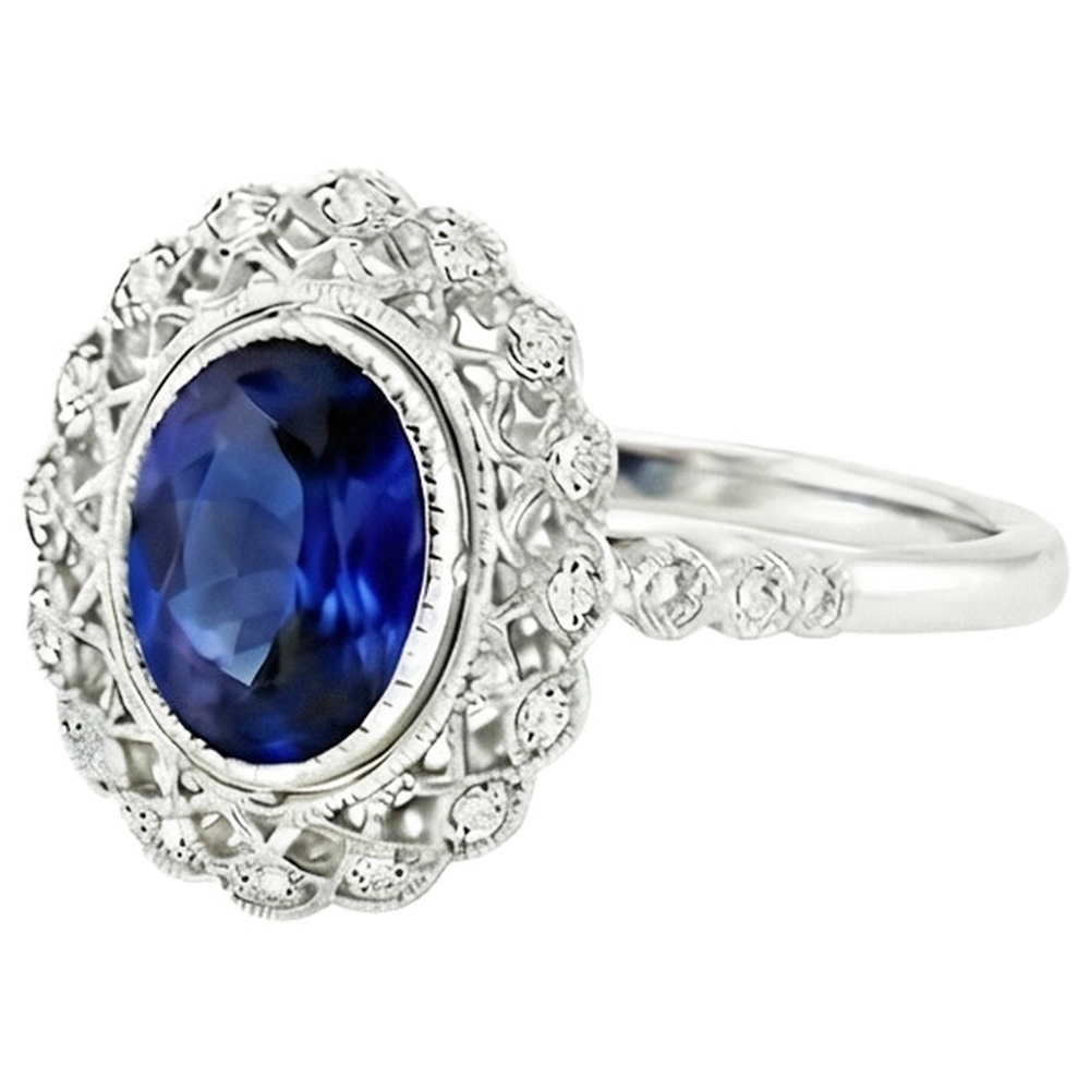 natural round sapphire 4ct watch profile view