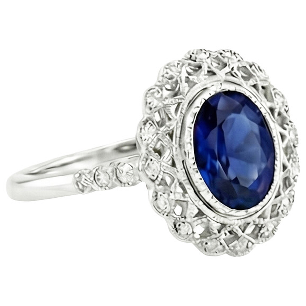 natural round sapphire 4ct watch on white background