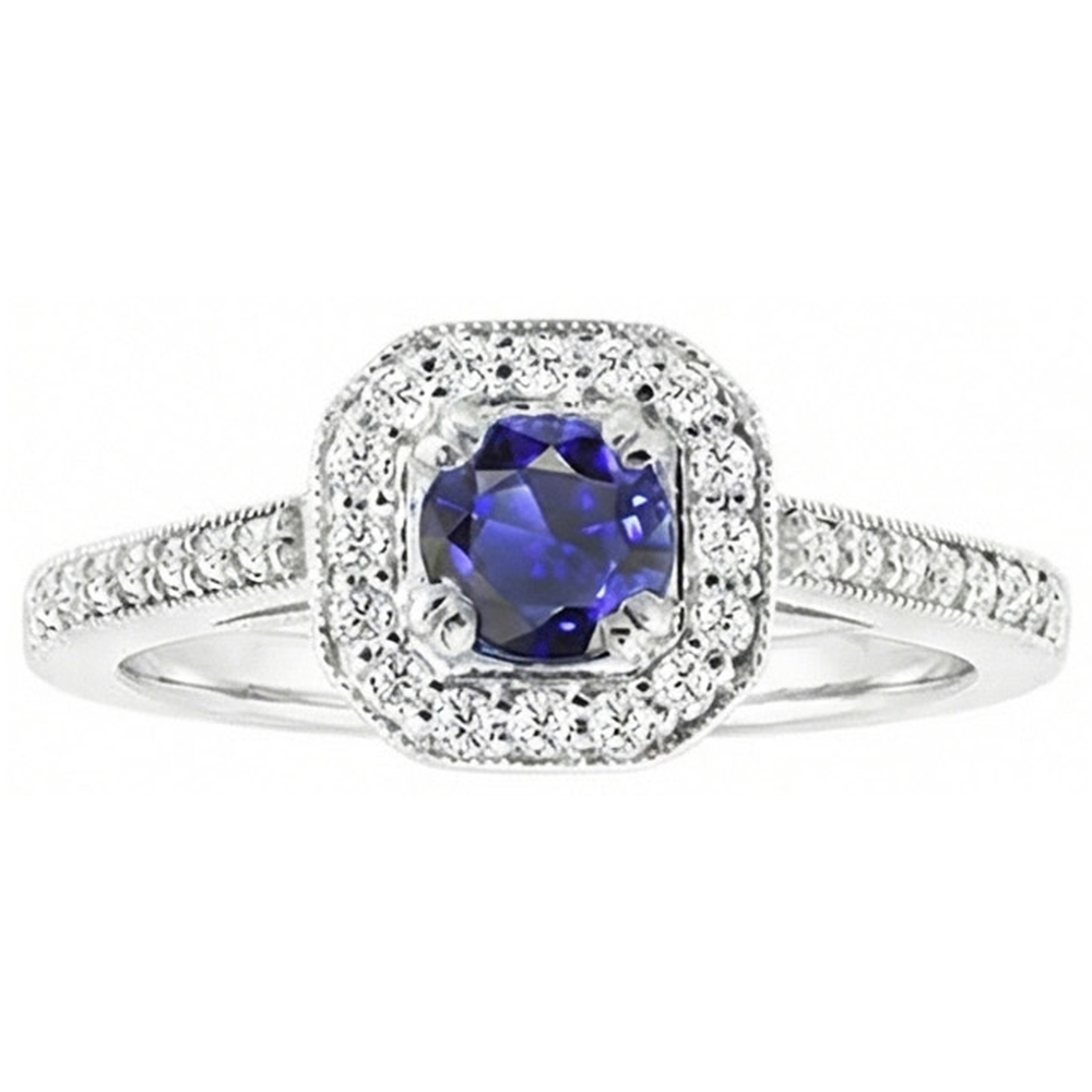 natural round sapphire 3ct ring side angle