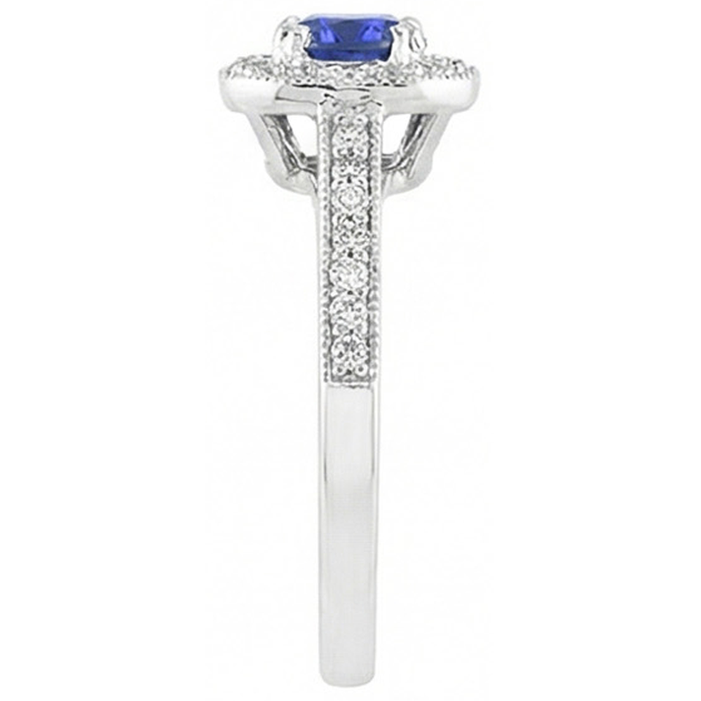 natural round sapphire 3ct ring profile view