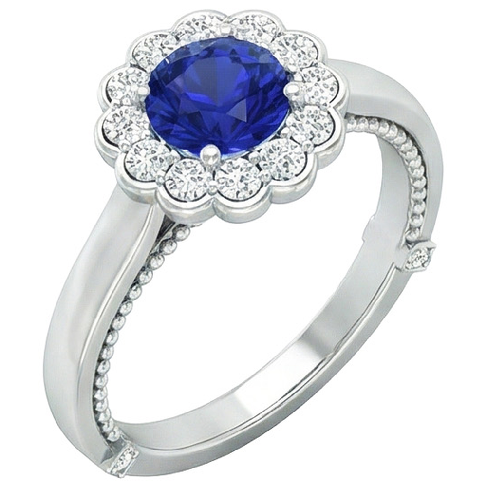 natural round sapphire 2.50ct ring top view