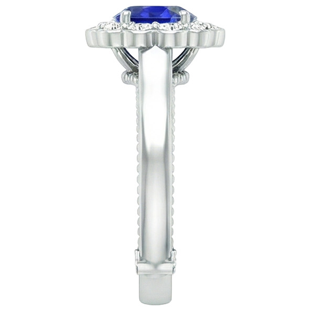 natural round sapphire 2.50ct ring profile view