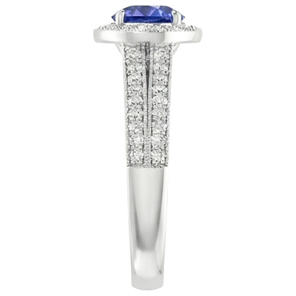 natural round sapphire 6ct ring profile view