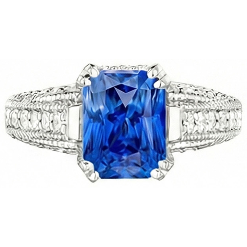 natural round sapphire 4ct ring side angle