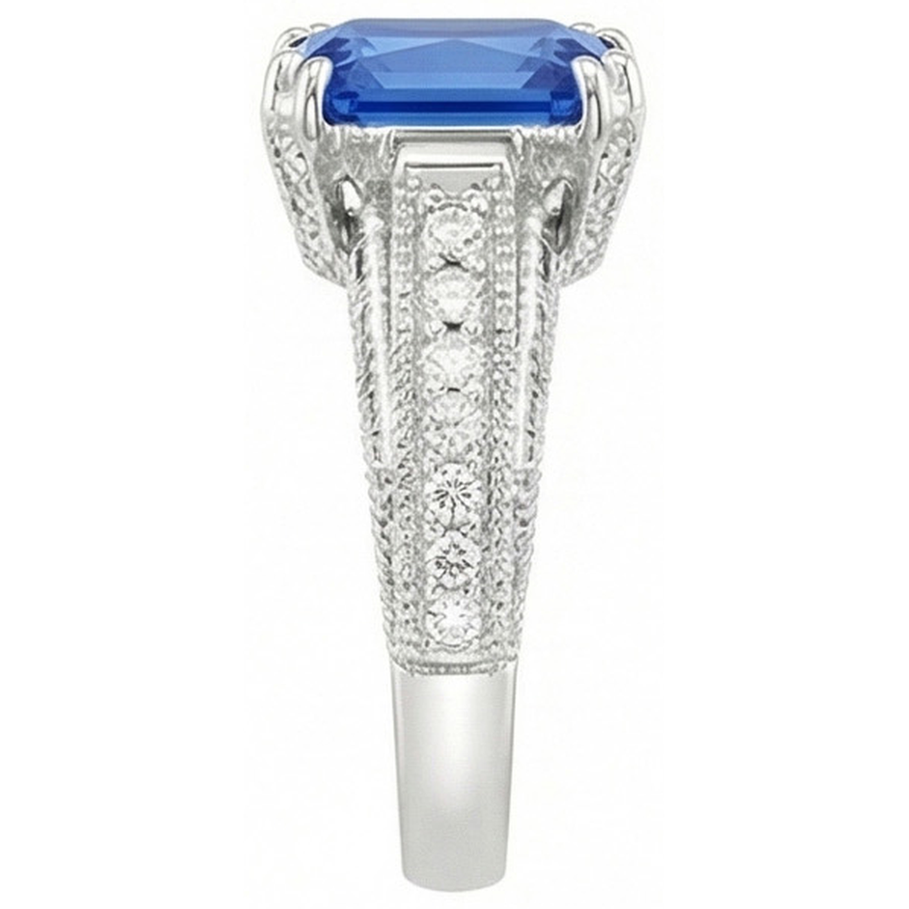 natural round sapphire 4ct ring top view